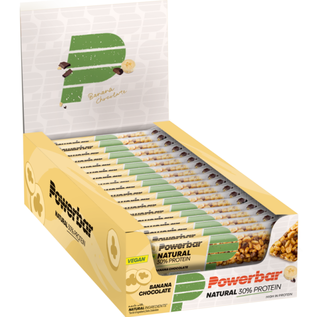 Doos Powerbar Natural 30% Protein Bar Banana Chocolate 40g (18 repen)