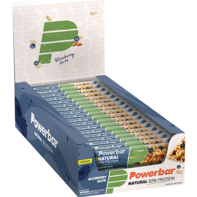 Doos Powerbar Natural 30% Protein Bar Blueberry Nuts 40g (18 repen)