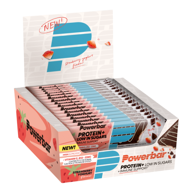 Powerbar Protein+ Low Sugar Immune Strawberry Yoghurt 35g (16 stuks)