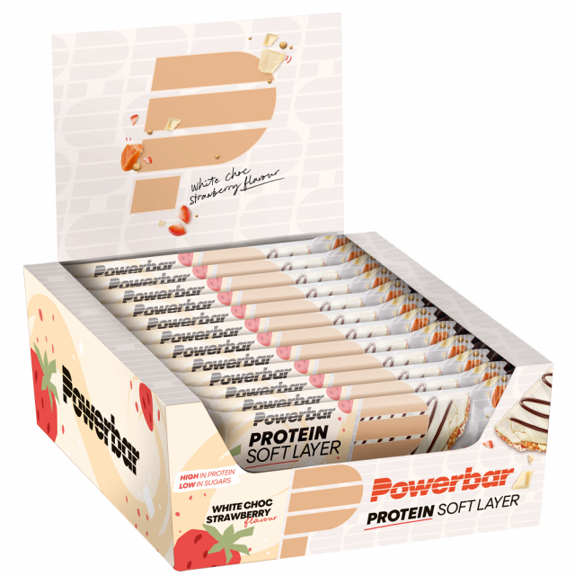 Powerbar Protein soft layer White chocolate strawberry doos